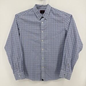 UNTUCKit Button Down Shirt Mens L Blue White Plaid Cotton Wrinkle Free